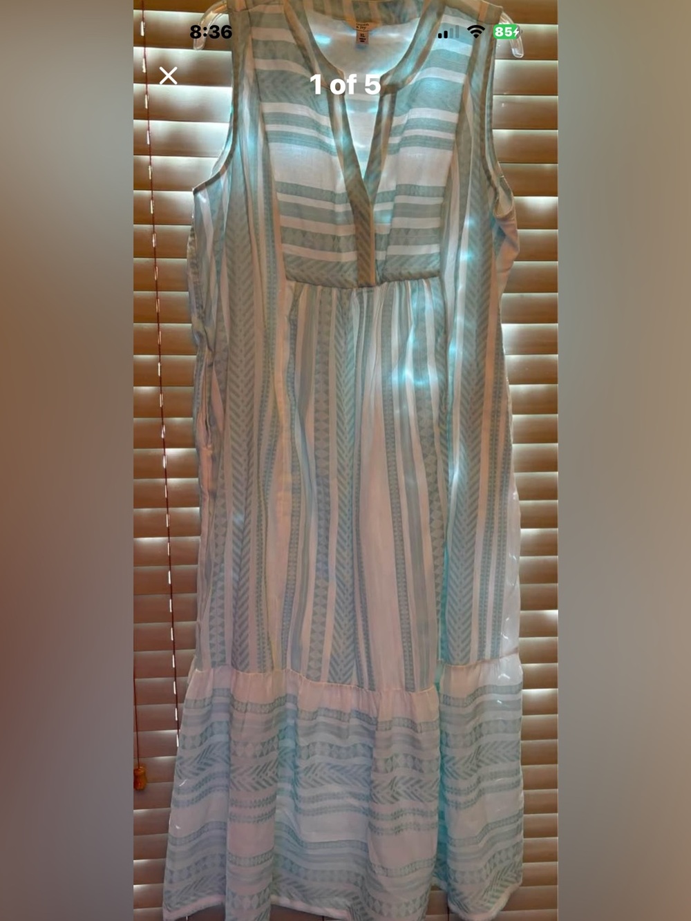 crown & ivy Light Aqua and White Striped Sleeveless Tunic